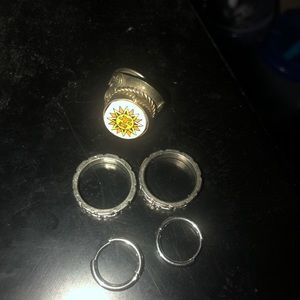 Vintage jewelry silver set with hoop earrings